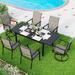 Perfect Patio Dining Set for 6 Rectangular Expandable Black Metal Table with 6 Padded Textilene Fabric Chairs Outdoor Furniture Set for Garden Poolside Backyard Porch