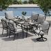 Perfect patio 7 Pieces Outdoor Dining Set Patio Dining Furniture Set with 6 Patio Swivel Dining Chairs and 1 Rectangular Dining Table Patio Dining Set for 6