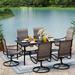 Perfect Outdoor Dining Set 7 Piece Outdoor Furniture Set 6 Swivel Dining Chairs and Rectangular Metal Dining Table for Lawn Garden Yards Poolside