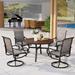 Perfect 5 Pieces Patio Dining Set Outdoor Furniture Set with 37 Square Wood-Like Table and 4 Padded Textilene Fabric Swivel High Back Chairs for Garden Poolside Backyard Porch