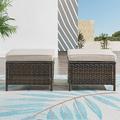 HUMMUH Outdoor Furniture Patio Furniture Set 6 Pieces Wicker Outdoor Sectional Sofa with Swivel Rocking Chairs Patio Ottomans Side Table