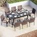 & William 9 Pieces Patio Dining Set for 8 Outdoor Furniture with 1 X-Large E-Coating Square Metal Table and 8 Black Portable Folding Sling Chairs Outdoor Table & Chairs for Porc