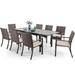 Perfect Outdoor Patio Dining Set 9 PCS Patio Furniture Set with Extendable Metal Table and 8 Rattan Wicker Chairs Beige Cushion