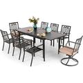 Perfect & William Patio Dining Set for 6 Outdoor Furniture Set 7 Pieces 4 x Metal Dining Chairs 2 Swivel Chairs with 1 Rectangular Metal Dining Table Outdoor Patio Set for Outdoor L