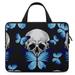 LAKIMCT Skull Beautifu Blue Butterfly Laptop Bag Computer Bag Briefcase Messenger Bag Waterproof Laptop Case for Work 13 inch