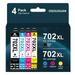 702 XL Ink Cartridge for Epson 702 702XL T702 Ink for Epson Workforce Pro WF-3720 WF-3733 WF-3730 Printer (Black Cyan Magenta Yellow)