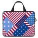 LAKIMCT Patchwork American Flag Laptop Bag Computer Bag Briefcase Messenger Bag Waterproof Laptop Case for Work 13 inch