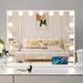 Vanity Mirror with Lights 15LED Bulbs 3 Lighting Modes Lighted Makeup Mirror for Desk or Wall-Mount Hollywood Vanity Mirror with USB Charger Port and 10X Magnification (22 x18 )
