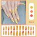 GHSOHS Yellow Press on Nails French Style Long Nail Tips White Gradient Glitter Sequins Fake Nails Full Cover Glossy Wearable Nail Stickers 24 Count with Glue