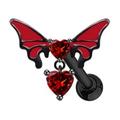 DH Red Butterfly Bellybutton Ring Chest Ring Nose Piercing Industrail Earbone Nail Heart Shaped Nipple Piercing Umbilical Jewelry