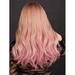 Women Synthetic Long Wavy Wig Middle Part Curly Wavy Wig Ombre Pink Wigs