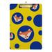 ALAZA Fox Head Blue Polka Dot Yellow Clipboards for Kids Student Women Men Letter Size Plastic Low Profile Clip 9 x 12.5 in Silver Clip