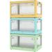 WAGEE 3 Pack Stackable Storage Bins 8 Gal Collapsible Storage Bins with 5 Opening Ways Folding Storage Boxes Set with Lids Foldable Storage Cubes for Clothing Toys Books (Mixed Color)