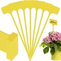 Tzrofpl 50Pcs Plant Labels T-Type Plastic Plant Tags Waterproof Nursery Garden Labels Yellow Plant Label Reusable Plant Name Sign Plant Name Tags for Garden Farmland Greenhouse 29x7cm