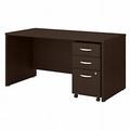 60 x 30 in. Series C Office Desk with 3 Drawer Mobile File Cabinet Mocha Cherry