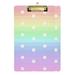 ALAZA Colorful Rainbow Strip Polka Dot Clipboards for Kids Student Women Men Letter Size Plastic Low Profile Clip 9 x 12.5 in Silver Clip