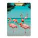 ALAZA Flamingo Summer Beach Palm Leaf Clipboards for Kids Student Women Men Letter Size Plastic Low Profile Clip 9 x 12.5 in Silver Clip