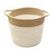 Cotton Rope Basket Small Woven Basket with Handle for Nursery Living Room Bathroom Sundries Desktop Organizer Khaki