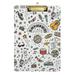 ALAZA Music Note Doodle Musical Instruments Clipboards for Kids Student Women Men Letter Size Plastic Low Profile Clip 9 x 12.5 in Silver Clip