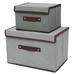 PRINxy Foldable Storage Box with Lid 2pcs (large + Small) Fabric Storage Box with Lid Closet Storage Box Room Organization Office Storage Toy Storage Gray