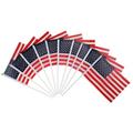 100pcs American Flags Mini US Handheld Stick Flags on Metal Stick with Round 14cm x 21cm