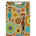 Wellsay African Woman Ethnic Floral Vintage Clipboards for Kids Student Women Men Letter Size Plastic Low Profile Clip 9 x 12.5 in Sliver Clip Golden Clip