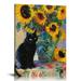 EastSmooth Monet Cat Wall Art - Claude Monet Cat Wall Art Prints - Cat Monet Art - Monet Sunflowers Cat Canvas Print - Claude Monet Cat Poster - Monet Sunflowers Cat Wall Decor - Framed Ready to Hang