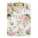 ALAZA Pink Rose Flower Floral Clipboards for Kids Student Women Men Letter Size Plastic Low Profile Clip 9 x 12.5 in Silver Clip