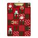 ALAZA Christmas Buffalo Check Snow Man Santa Claus Clipboards for Kids Student Women Men Letter Size Plastic Low Profile Clip 9 x 12.5 in Silver Clip