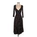 Maeve by Anthropologie Casual Dress - Midi V-Neck 3/4 sleeves: Black Dresses - Women's Size X-Small