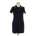 Calvin Klein Casual Dress - Mini High Neck Short sleeves: Blue Solid Dresses - Women's Size X-Large