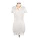 Divided by H&M Casual Dress - Mini Collared Short sleeves: Ivory Print Dresses - Women's Size Large