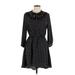 Forever 21 Casual Dress - Mini High Neck 3/4 sleeves: Black Dresses - Women's Size Large