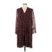 Diane von Furstenberg Casual Dress - Shift V Neck 3/4 sleeves: Burgundy Floral Dresses - Women's Size 12