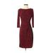 Lauren by Ralph Lauren Casual Dress - Sheath Crew Neck 3/4 sleeves: Red Dresses - Women's Size 2