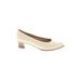 Salvatore Ferragamo Heels: Pumps Chunky Heel Work Ivory Solid Shoes - Women's Size 8 1/2 - Almond Toe