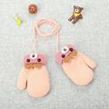 Slowmoose Cute Cartoon Bear Baby Gloves, Wool Knitted Infants Mittens Peach