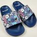 Disney Shoes | Disney Stitch Sandals Slides Womens Size 6 Great For Kids Gently Worn Nice | Color: Blue/White | Size: 6