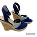 Nine West Shoes | Nine West Funoneo Wedge Cork Denim Ankle Strap Espadrille Size 8 M | Color: Blue/Tan | Size: 8