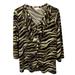 Nine West Tops | Nine West Brown Zebra Print Long Sleeve Blouse Top Size Xxl | Color: Black/Brown | Size: Xxl