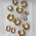 Madewell Jewelry | New Set Of Six Pairs Of 14k Gold Plated Chunky Hoop Huggie Earrings | Color: Gold | Size: Os