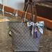 Gucci Bags | Gucci Gg Monogram Canvas Tote Bag With Twilly & Charm Added | Color: Black/Gray | Size: Os