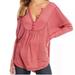 Free People Tops | Free People Leo Oversized Henley Waffle Tunic | Color: Pink/Red | Size: Xs