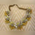 J. Crew Accessories | J.Crew Crystal Petal Flower Brulee' Necklace Neon Yellow Light Gold Ox Plating | Color: White/Yellow | Size: Os