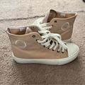 American Eagle Outfitters Shoes | American Eagle Smiley Face High Top Converse. Size 9 Us | Color: Tan/White | Size: 9