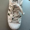 Adidas Shoes | Adidas Superstar White With Floral Striped Low Top Basketball Shoes Sz 8.5 | Color: White | Size: 8.5