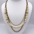 J. Crew Jewelry | J. Crew Multi-Strand Pearl And Gild Chain Necklace | Color: Cream/Gold | Size: Os