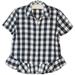 Madewell Tops | Madewell Peplum Ruffle Hem Shirt Womens S Button Down Check Cotton Black White | Color: Black/White | Size: S