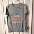 American Eagle Outfitters Tops | American Eagle Outfitters - "American Eagle Usa" Gray Tee Shirt American Flag | Color: Gray/Red | Size: M