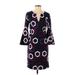 Trina Trina Turk Cocktail Dress - Shift V Neck 3/4 sleeves: Purple Dresses - Women's Size Small